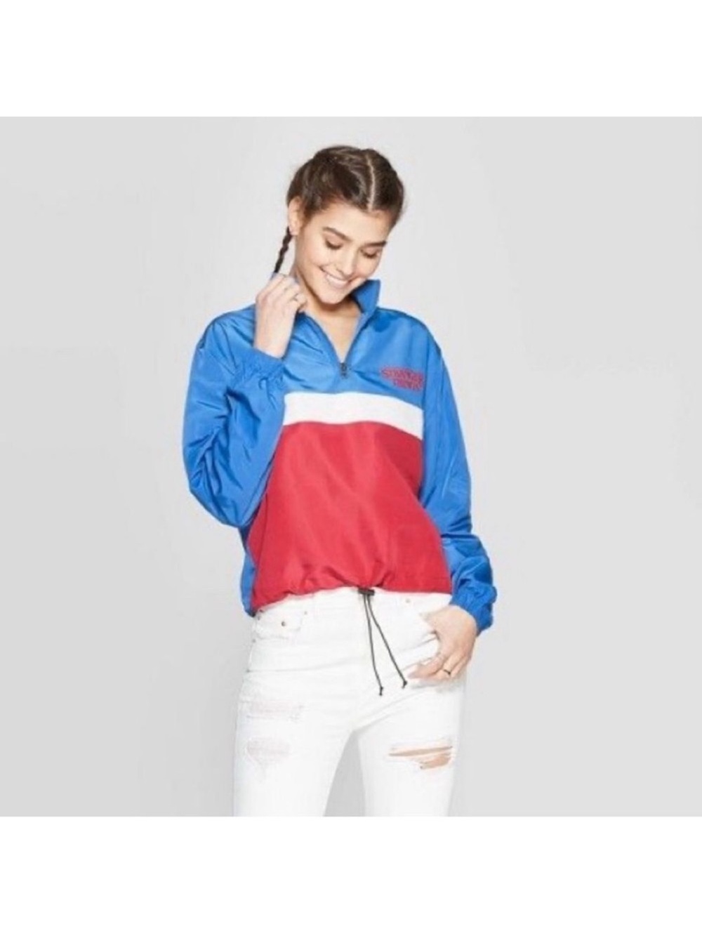 Netflix Blue and Red Colorblock Windbreaker Jacket